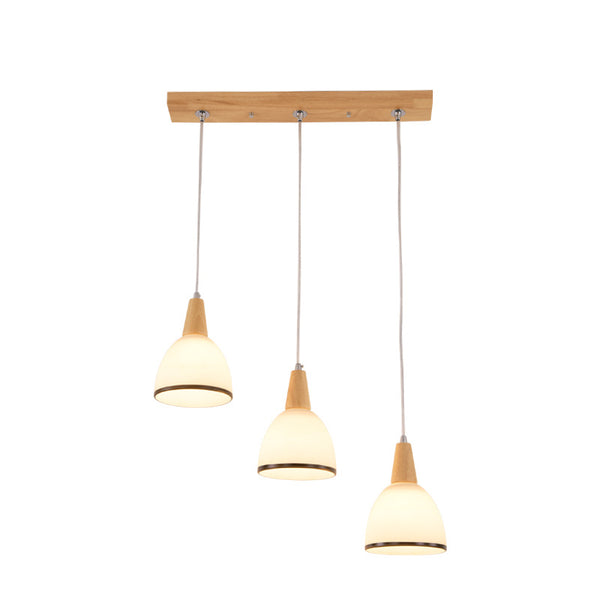 北歐餐廳吊燈個性創意三頭餐廳燈簡約現代led木質飯廳燈具木吊燈