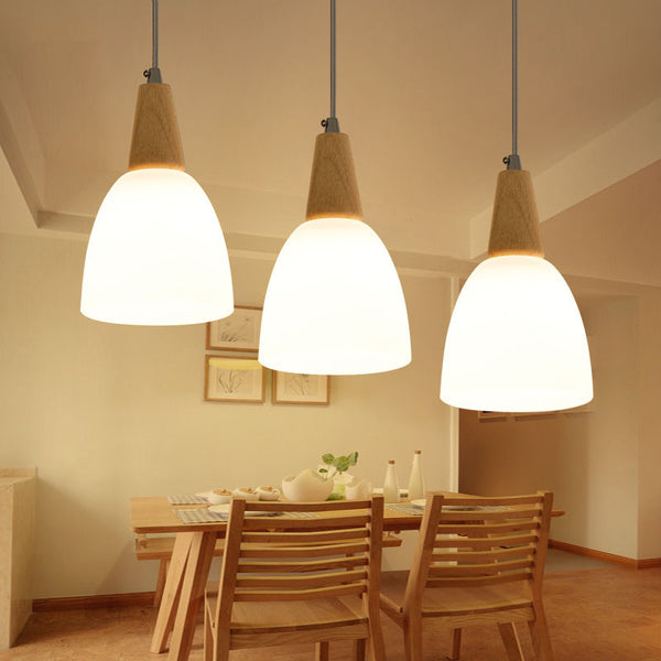 北歐餐廳吊燈個性創意三頭餐廳燈簡約現代led木質飯廳燈具木吊燈
