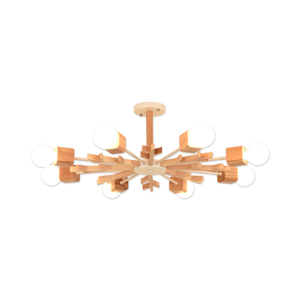 北歐風格客廳吊燈個性創意實木臥室書房木質LED燈具日式餐廳吊燈