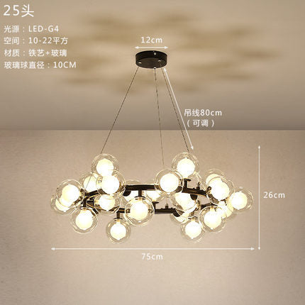 北歐簡約個性客廳吊燈後現代創意藝術餐廳臥室服裝店玻璃魔豆吊燈 - luxhkhome