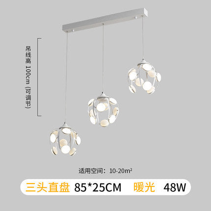 創意北歐餐廳燈個性簡約led吊燈極簡設計三頭吧台書房臥室燈具 - luxhkhome