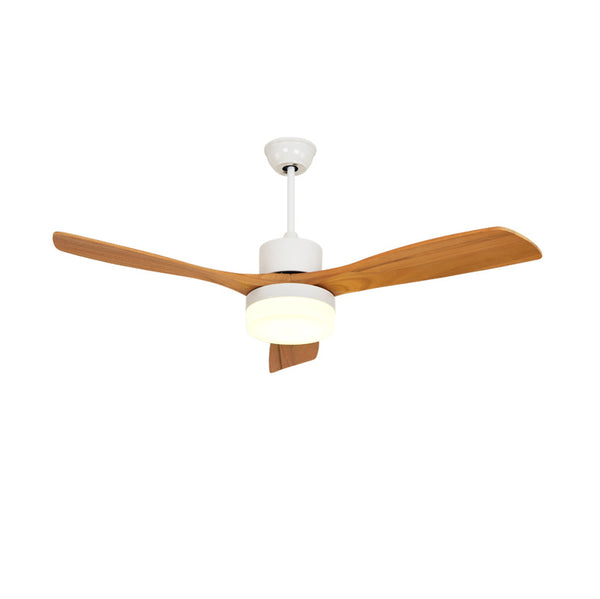 北歐吊扇燈原木簡約現代客廳吊燈臥室飯廳實木LED電風扇吊燈