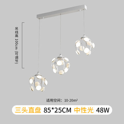 創意北歐餐廳燈個性簡約led吊燈極簡設計三頭吧台書房臥室燈具 - luxhkhome