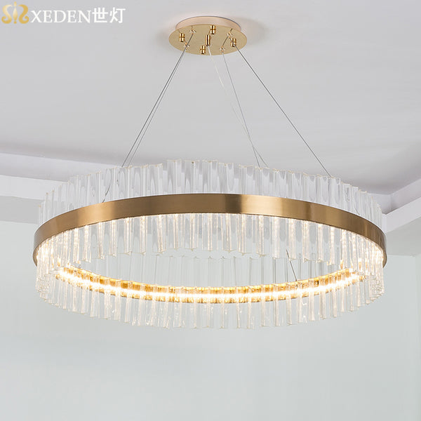 後現代餐廳吊燈簡約圓形輕奢客廳臥室燈具北歐設計師創意水晶吊燈 - luxhkhome