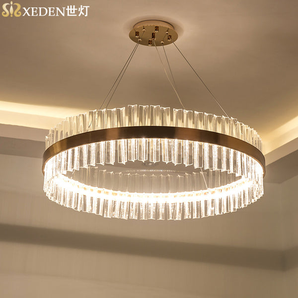 後現代餐廳吊燈簡約圓形輕奢客廳臥室燈具北歐設計師創意水晶吊燈 - luxhkhome