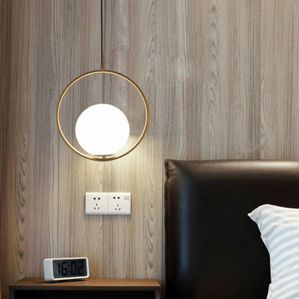 北歐創意餐廳吊燈個性臥室床頭燈現代簡約單頭吧台圓形玻璃球吊燈 - luxhkhome