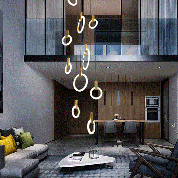 複式樓客廳別墅樓梯吊燈簡約餐廳吧台創意燈飾臥室客廳藝術吊燈 - luxhkhome