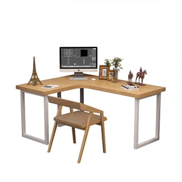 家用小戶型書房桌子 實木L形牆角電腦桌現代簡約鐵藝創意辦公桌 - luxhkhome