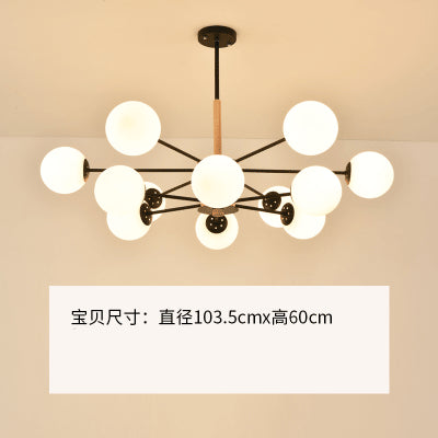 原木北歐魔豆吊燈簡約現代創意個性客廳燈臥室餐廳家用實木燈具