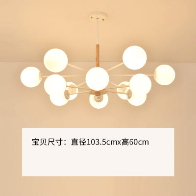原木北歐魔豆吊燈簡約現代創意個性客廳燈臥室餐廳家用實木燈具