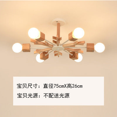 北歐風格客廳吊燈個性創意實木臥室書房木質LED燈具日式餐廳吊燈