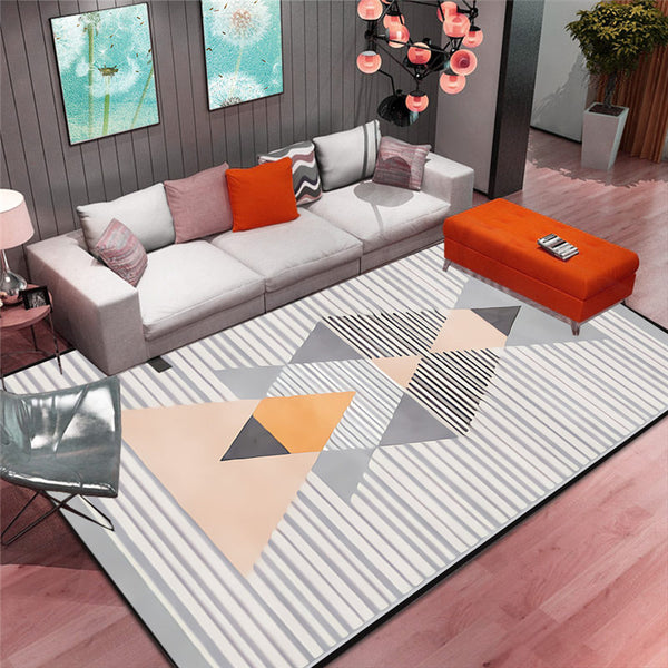 現代北歐簡約幾何圖案歐式客廳沙發臥室地毯床邊茶几滿鋪地墊水洗