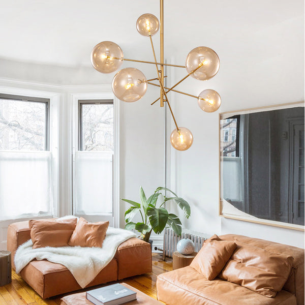 客廳燈簡約吊燈北歐創意美式田園餐廳後現代鐵藝玻璃圓球魔豆吊燈 - luxhkhome