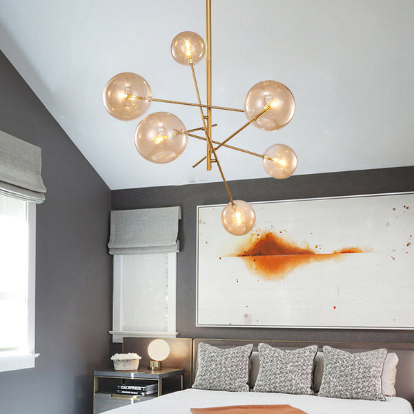客廳燈簡約吊燈北歐創意美式田園餐廳後現代鐵藝玻璃圓球魔豆吊燈 - luxhkhome