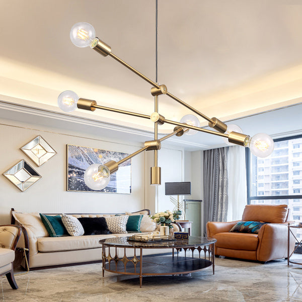 美式北歐鐵藝極簡分子吊燈魔豆黃銅金色客廳餐廳臥室幾何線條吊燈 - luxhkhome