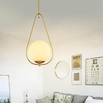 後現代吊燈創意圓球餐廳全銅燈具北歐簡約臥室燈美式吊燈 - luxhkhome