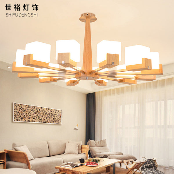北歐吊燈簡約現代大氣家用實木客廳燈木質餐廳臥室led原木燈具