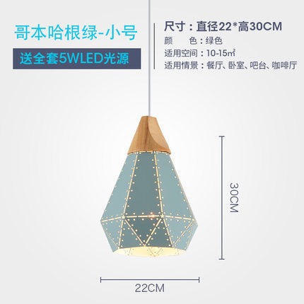 北歐吊燈個性創意鏤空鐵藝工業風燈具設計師單頭實木餐廳桌燈飾 - luxhkhome