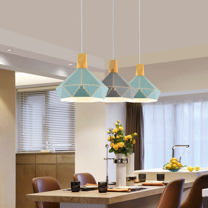 北歐吊燈個性創意鏤空鐵藝工業風燈具設計師單頭實木餐廳桌燈飾 - luxhkhome