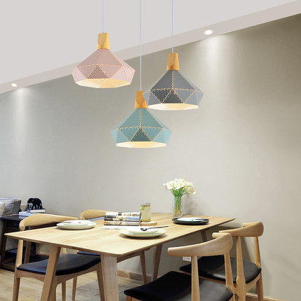 北歐吊燈個性創意鏤空鐵藝工業風燈具設計師單頭實木餐廳桌燈飾 - luxhkhome