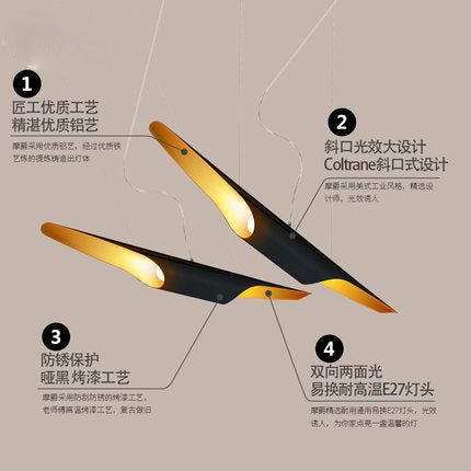 北歐現代創意個性具酒店吧台餐廳燈飛機斜口鋁筒竹筒工程吊燈 - luxhkhome