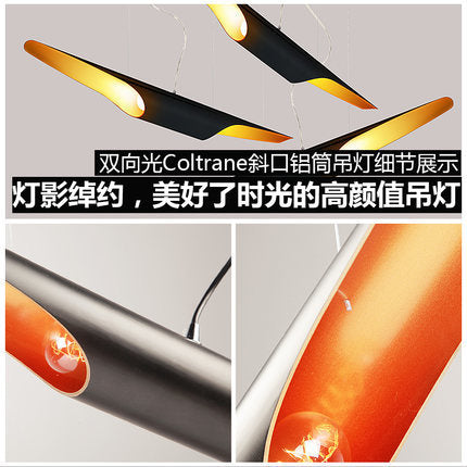 北歐現代創意個性具酒店吧台餐廳燈飛機斜口鋁筒竹筒工程吊燈 - luxhkhome