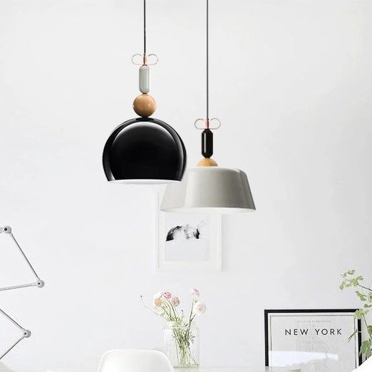 藝術造型極簡約現代風餐廳文藝單頭鐵藝小吊燈吧台實木藝彩色吊燈 - luxhkhome