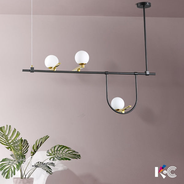 燈具北歐客廳臥室創意裝飾燈現代簡約門廳前台玻璃圓球三頭吊燈 - luxhkhome