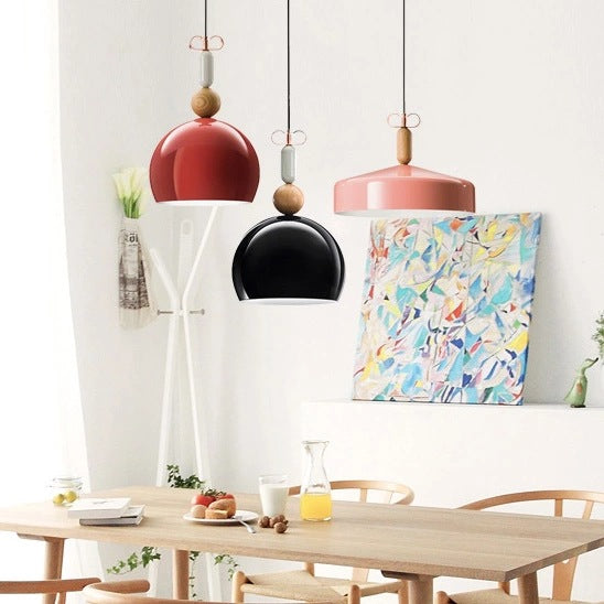 藝術造型極簡約現代風餐廳文藝單頭鐵藝小吊燈吧台實木藝彩色吊燈 - luxhkhome