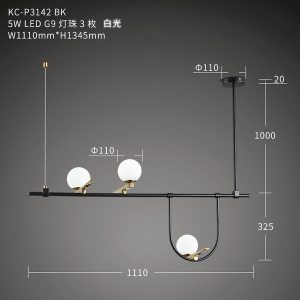 燈具北歐客廳臥室創意裝飾燈現代簡約門廳前台玻璃圓球三頭吊燈 - luxhkhome