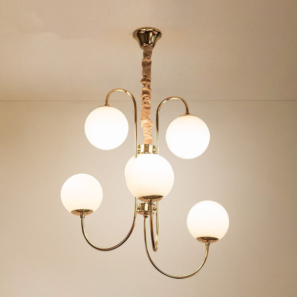 簡約後現代鐵藝吊燈創意客廳餐廳臥室藝術服裝店燈奶白玻璃球吊燈 - luxhkhome