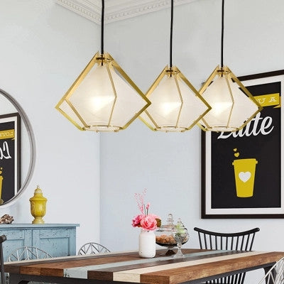 北歐後現代餐廳玻璃吊燈咖啡店鋪吧台玻璃燈個性複古創意三頭燈具 - luxhkhome