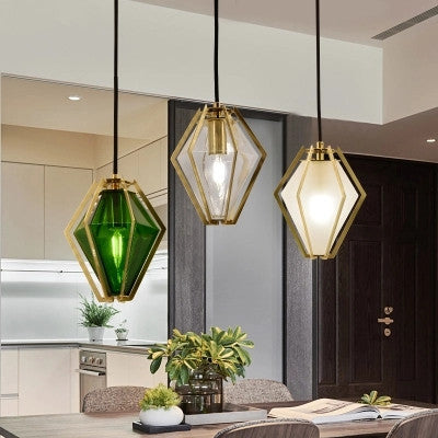 北歐後現代餐廳玻璃吊燈咖啡店鋪吧台玻璃燈個性複古創意三頭燈具 - luxhkhome
