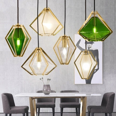 北歐後現代餐廳玻璃吊燈咖啡店鋪吧台玻璃燈個性複古創意三頭燈具 - luxhkhome