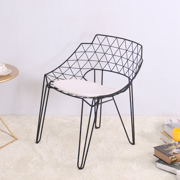 鏤空鐵絲椅 鐵藝創意個性餐椅北歐現代簡約休閒椅設計師椅子金色 - luxhkhome