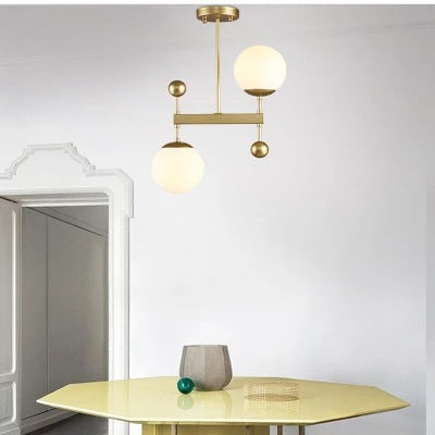 北歐甜品店吊燈簡約個性創意雙頭臥室餐廳小戶型圓球玻璃吊燈具 - luxhkhome