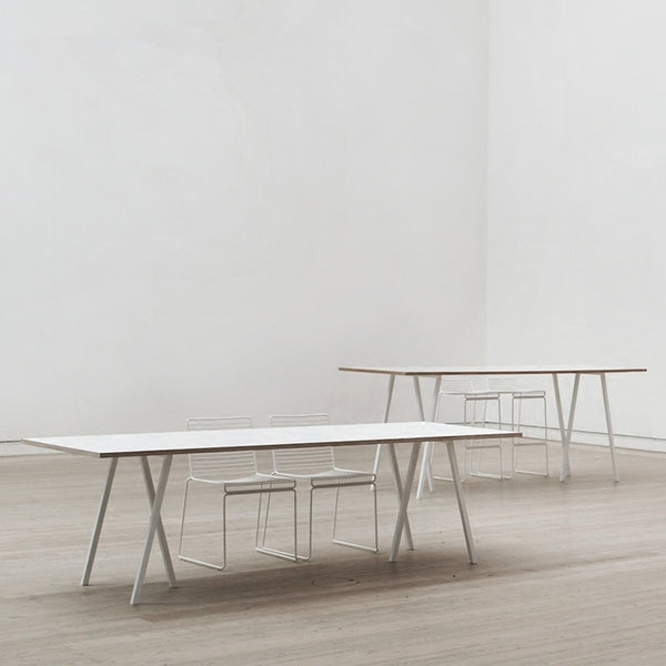 北歐設計師黑色白色灰色多人會議桌長方形實木簡約創意辦公多功能 - luxhkhome