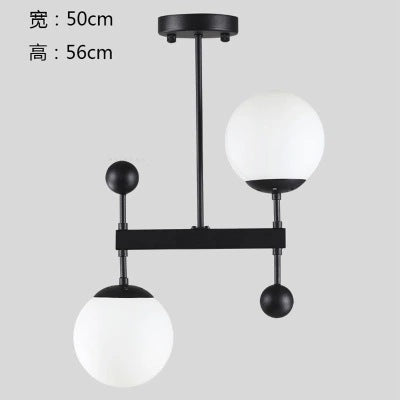 北歐甜品店吊燈簡約個性創意雙頭臥室餐廳小戶型圓球玻璃吊燈具 - luxhkhome