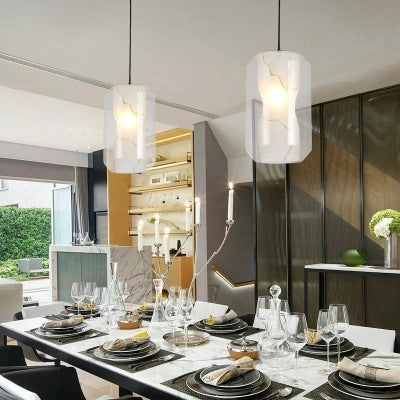 後現代簡約玻璃仿雲石單頭吊燈創意個性臥室咖啡廳吧台餐廳LED燈 - luxhkhome