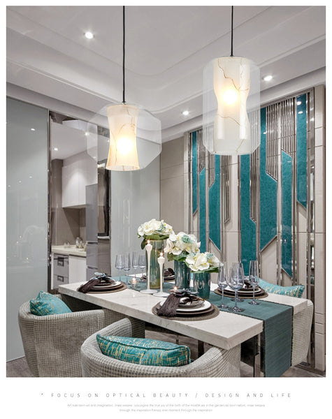 後現代簡約玻璃仿雲石單頭吊燈創意個性臥室咖啡廳吧台餐廳LED燈 - luxhkhome