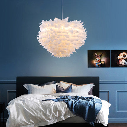 羽毛灯北欧吊灯卧室灯简约现代甜美公主梦温馨浪漫儿童房间网红灯 - luxhkhome
