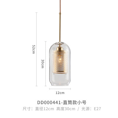 輕奢現代中式創意設計師餐廳吧台咖啡廳臥室床頭簡約鐵藝玻璃吊燈 - luxhkhome