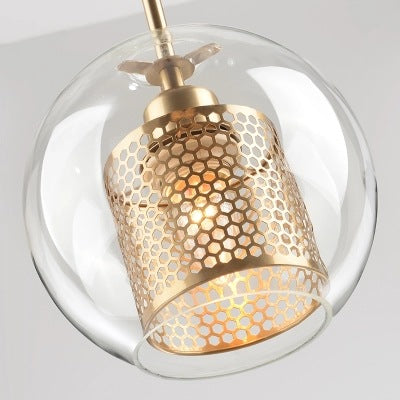 輕奢現代中式創意設計師餐廳吧台咖啡廳臥室床頭簡約鐵藝玻璃吊燈 - luxhkhome