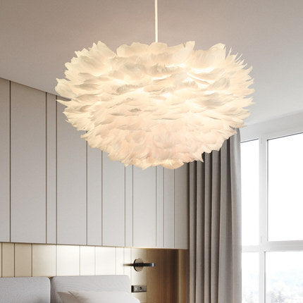 羽毛灯北欧吊灯卧室灯简约现代甜美公主梦温馨浪漫儿童房间网红灯 - luxhkhome