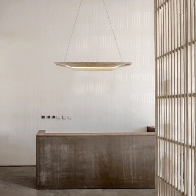 北歐長條餐廳吊燈原木日式長方形飯廳燈具實木辦公會議室簡約吊燈 - luxhkhome