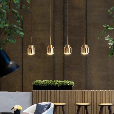 後現代輕奢金屬工作小吊燈金色簡約樣板房餐廳咖啡吧台單頭床頭燈 - luxhkhome