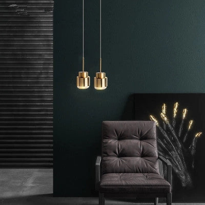 後現代輕奢金屬工作小吊燈金色簡約樣板房餐廳咖啡吧台單頭床頭燈 - luxhkhome
