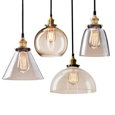簡約北歐美式鄉村玻璃吊燈復古工業風餐客廳書房臥室酒吧台loft燈 - luxhkhome