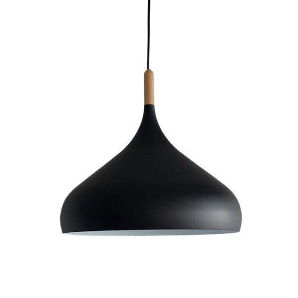 北歐吊燈 實木餐廳現代簡約單頭創意吊燈 黑白色個性木藝吧台吊燈 - luxhkhome