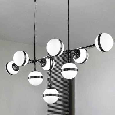 現代簡約仿古銅色設計師軟裝輕奢吊燈 個性創意餐廳玻璃圓球吊燈 - luxhkhome